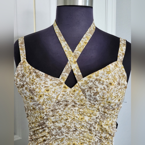 Forever 21 Yellow and Cream Boho Mini Dress - Picture 3 of 4